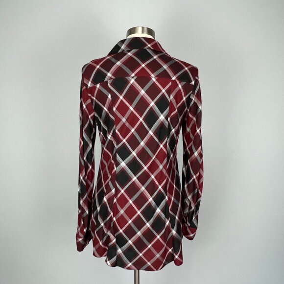 Soft Surroundings Womens Joelle Plaid Tunic Cabernet Plaid Button Front size S - Picture 9 of 14